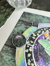 Load image into Gallery viewer, Alternate angle close up - 8x8" reproduction giclée print of Galaxy Luna with a 1.25" deckled edge border