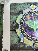 Load image into Gallery viewer, Side of print view - 8x8" reproduction giclée print of Galaxy Luna with a 1.25" deckled edge border